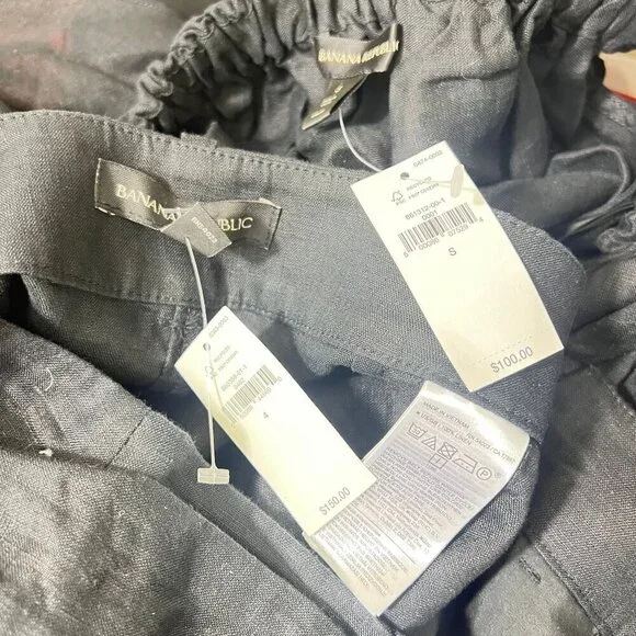 Banana Republic Meridian Black  Linen Pant with Matching Top Size S 4 - Picture 11 of 12